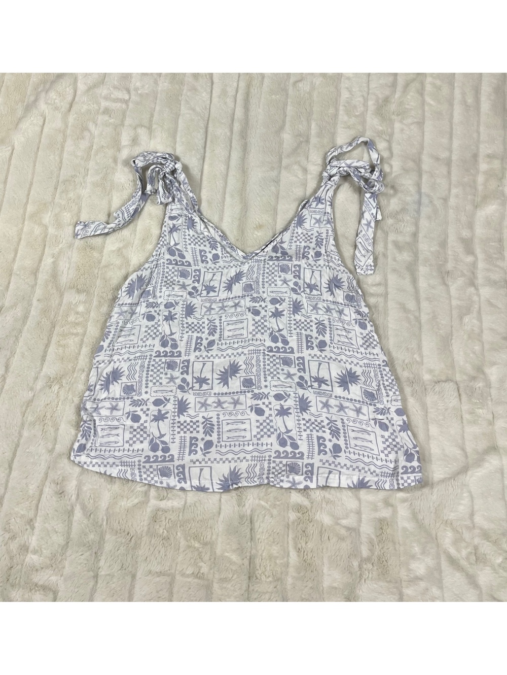 Beachy S Preppy Vacation Cruise Summer Tie Strap White Purple Tank Crop Top